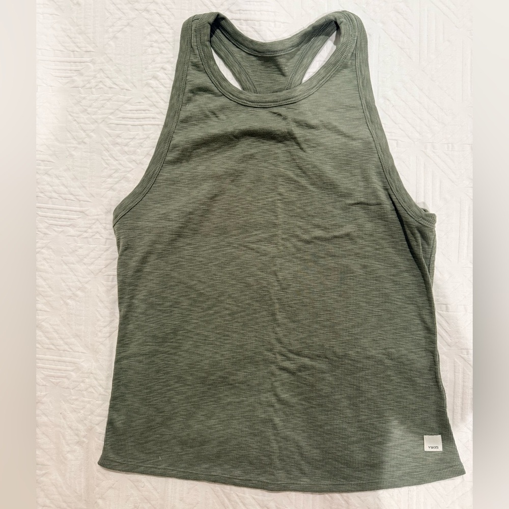 Vuori Women’s Sunrise Racerback Tank Top in Olive Green